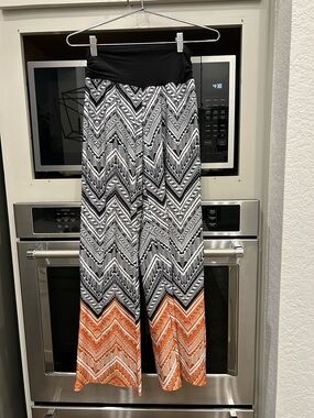 Alyx Black and Orange Chevron Wide-Leg Palazzo Pants